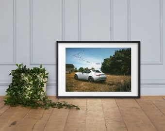 Mazda MX5 Framed Print. Designed and created in the UK for car lovers everywhere.