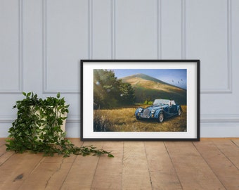 Morgan in Malvern, Framed print of digital art. Designed and created in the UK for car lovers everywhere.