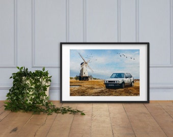 Volkswagen Golf GTI Mark 1 Framed Print. Designed and created in the UK for car lovers everywhere.