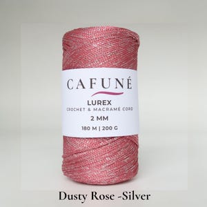 Cordino per uncinetto in Lurex da 2 mm, cordino metallico per macramè, filato per la creazione di borse, cordino intrecciato in polipropilene, filato glitterato, 180 m 200 g