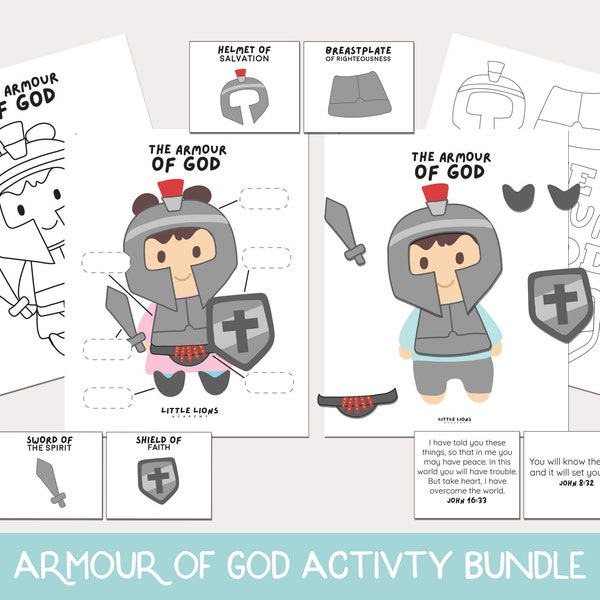 Armor of God Printable Activities, Bible Lesson, Sword Of The Spirit, Christian Kids Activity, Sunday School, Homeschool Printable