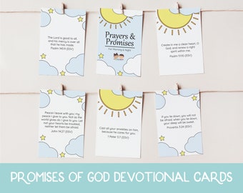 Promises of God, Prayer Cards, Printable Affirmation Cards, Kids Bible Verse Printable, Bible Verse Cards, Scripture Memory Cards