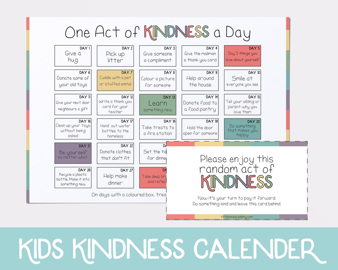 Random Acts of Kindness, Preschool Calendar, Kindness Printables, Treat ...
