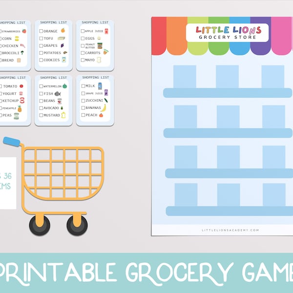 Grocery Store Activity Printable, Pretend Play Printables, Shopping Busy book, Preschool Printables, Printable Games for Kids