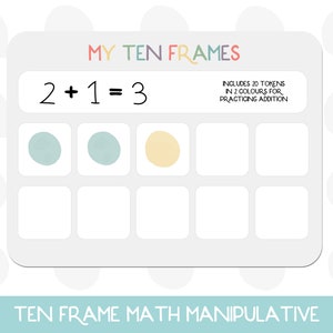 Ten Frame Printable, Math Manipulative, Montessori Math, Addition Worksheet, Preschool Math