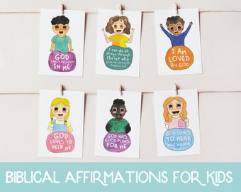 Christian Affirmations Cards, Printable Affirmation Cards, Affirmation Cards for kids, Childrens Affirmation Cards, Biblical Affirmations