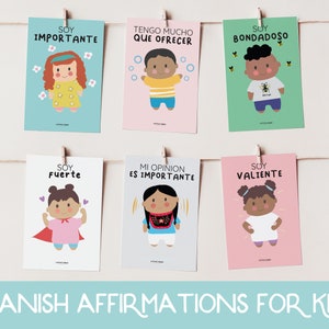 Spanish Affirmation Cards for Kids, Afirmaciones para niños, Self Love Cards, Motivational Cards, Affirmation Cards, Kids Printables