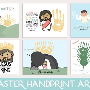 Christian Easter Activities, Easter Handprint Art, DIY Kid Craft, Sunday School Activities, Handprint Craft Printables