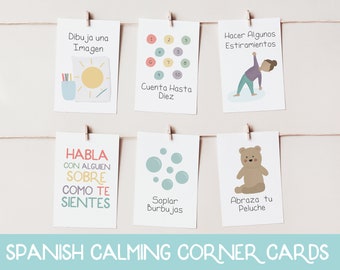Rincón de la calma en español, Esquina de Calmarse, Tarjetas del rincón de la calma en español, Rincón de la calma en español, Rincón de la calma para niños