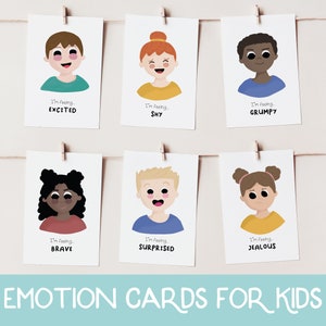 Cartões de emoções, emoções pré-escolares, cartões de sentimentos, flashcards para crianças, materiais Montessori, imprimíveis para educação escolar em casa, gráfico de emoções