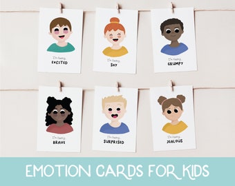 Tarjetas de emociones, Emociones para preescolar, Tarjetas de sentimientos, Tarjetas didácticas para niños, Materiales Montessori, Materiales imprimibles para la educación en casa, Tabla de emociones