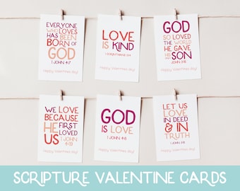 Scripture Valentine Cards, Printable Valentine Cards, Christian Valentine Cards, Kids Valentine Cards, Classroom Valentine