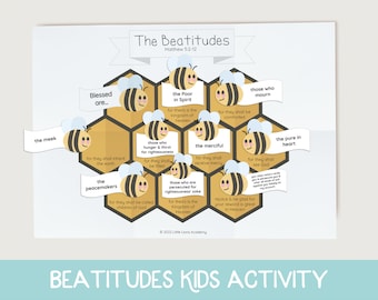 Beatitudes Kids Activity, Sermon on the Mount for Kids, Memory Verse Kids, Sunday School Lesson, Sunday School Printable,