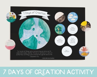 7 días de la Creación (para imprimir), Materiales imprimibles cristianos para niños, Actividades bíblicas para niños, Materiales imprimibles para la escuela dominical, Aprendizaje en casa