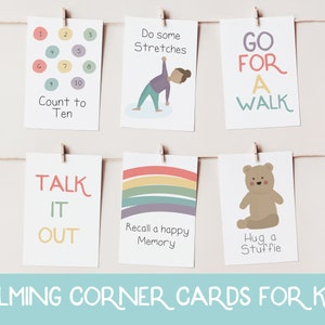 Calming Corner Cards, Calming Cards for kids, Coping Cards, Feelings Cards, Emotion Cards, Calming Techniques, Coping Skill Card