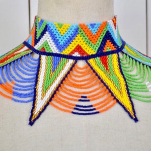African Zulu handmade beaded collar necklace Zulu colours |tribal collar necklace | necklace multicoloured
