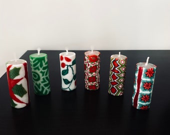 Swazi Candles | 6 pack mini dinner set | colourful wax candles hand-decorated