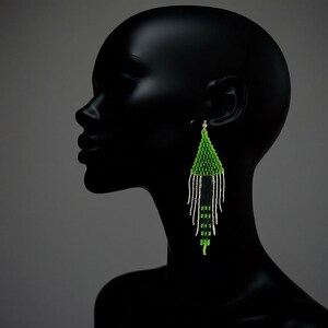 African Zulu beaded long tassel earrings| peacock| parrot