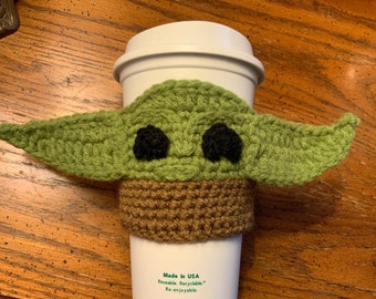 Green alien baby coffee cup cozy cozie OOAK