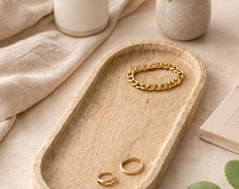Travertine Tray – Rustic Marble Vanity & Coffee Table Decor