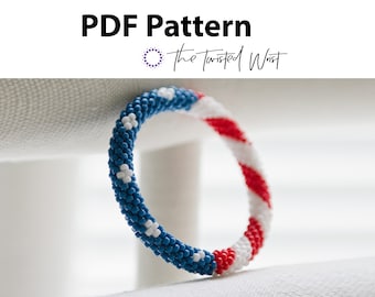 PDF USA Flagge Bead Crochet Armband Muster