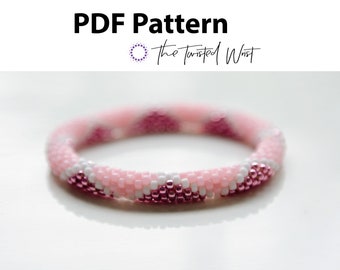 PDF Pink Diamond Bead Crochet Bracelet Pattern