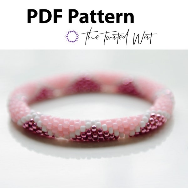 PDF Pink Diamond Bead Crochet Bracelet Pattern