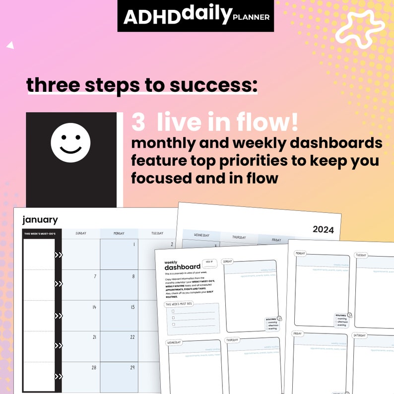 ADHD Planner Printable 2024, ADHD Productivity Planner, Planner Adult