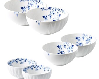 6Pcs. Set of 3 bowls Blue Fold, Delft blue, Ø 12 cm, Ø 14 cm, Ø 16 cm