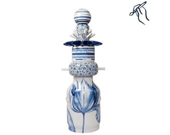Exclusive Delft blue porcelain tulip vase, 6 vases in 1, exclusive hand-painted porcelain modern design