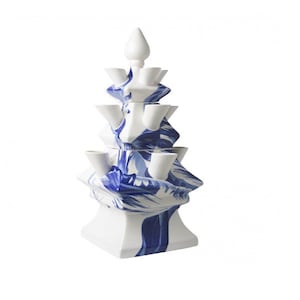 Delft white/blue tulip vase three-piece pyramid style, tulipiere