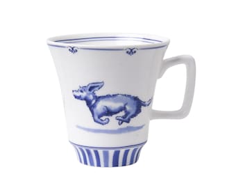 Mug 145 ml, Sharing Moments Dachshund Nhaan, Delft blue porcelain