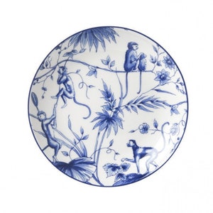 Plate 15 cm, Sharing Moments Monkeys, Delft blue porcelain