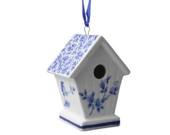 Ornament Bird houses on a ribbon, Delft blue by Heinen Delfts Blauw