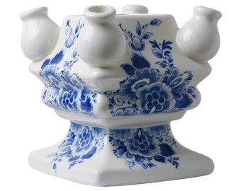 Bottom part for tulipiere, pyramid vase, create your own tulip vase! SDelft blue flowers on porcelain