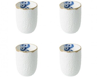 Mug 100 ml / 4 Pcs, Blue Blossom, Delft blue porcelain and floral design