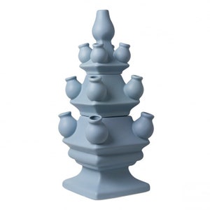 Delft matte baby blue tulip vase three-piece pyramid style, tulipiere, summer color home decoration