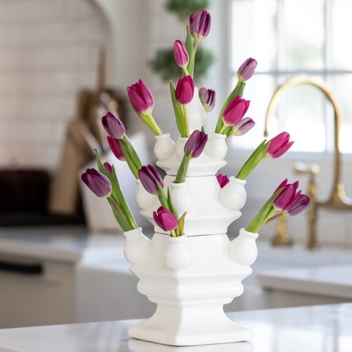 Tulip Vase - 3-tier - White - Ceramic - 40 Cm - Etsy