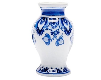 Petit vase bleu de Delft, porcelaine peinte à la main avec signature