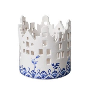 Teelichthalterhäuser – Delfter Blau – 11 cm