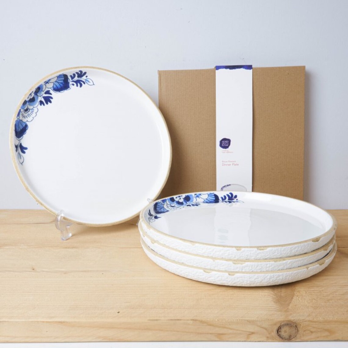 Set of 4 Delft Blue Dinner Plates With a Rustic Rim and Delft Etsy
