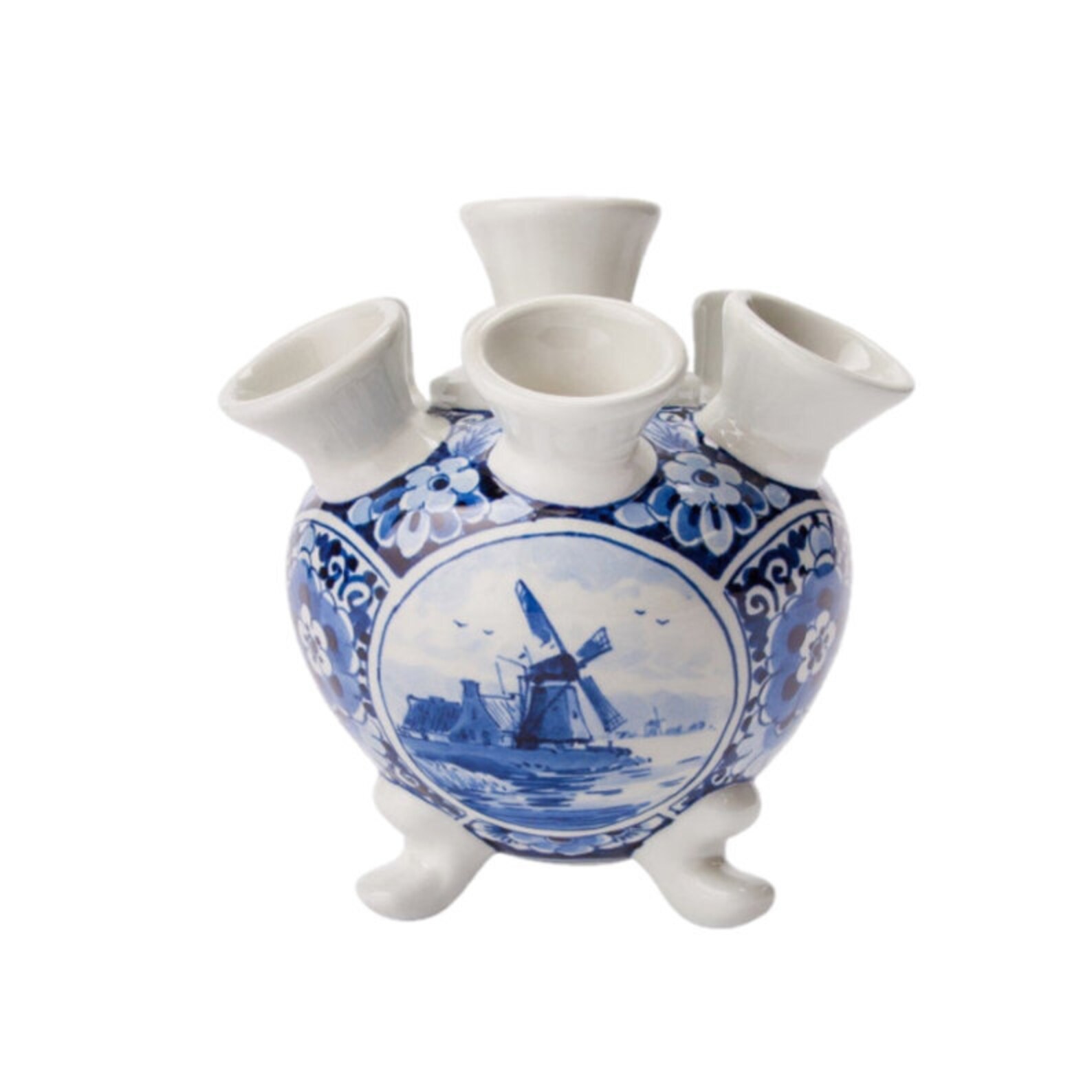 Delft Blue Tulip Vase With Several Spouts and a Windmill Etsy