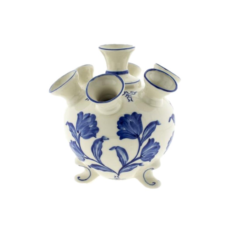 Round Delft blue tulip vase tulip design with several spouts and legs image 1