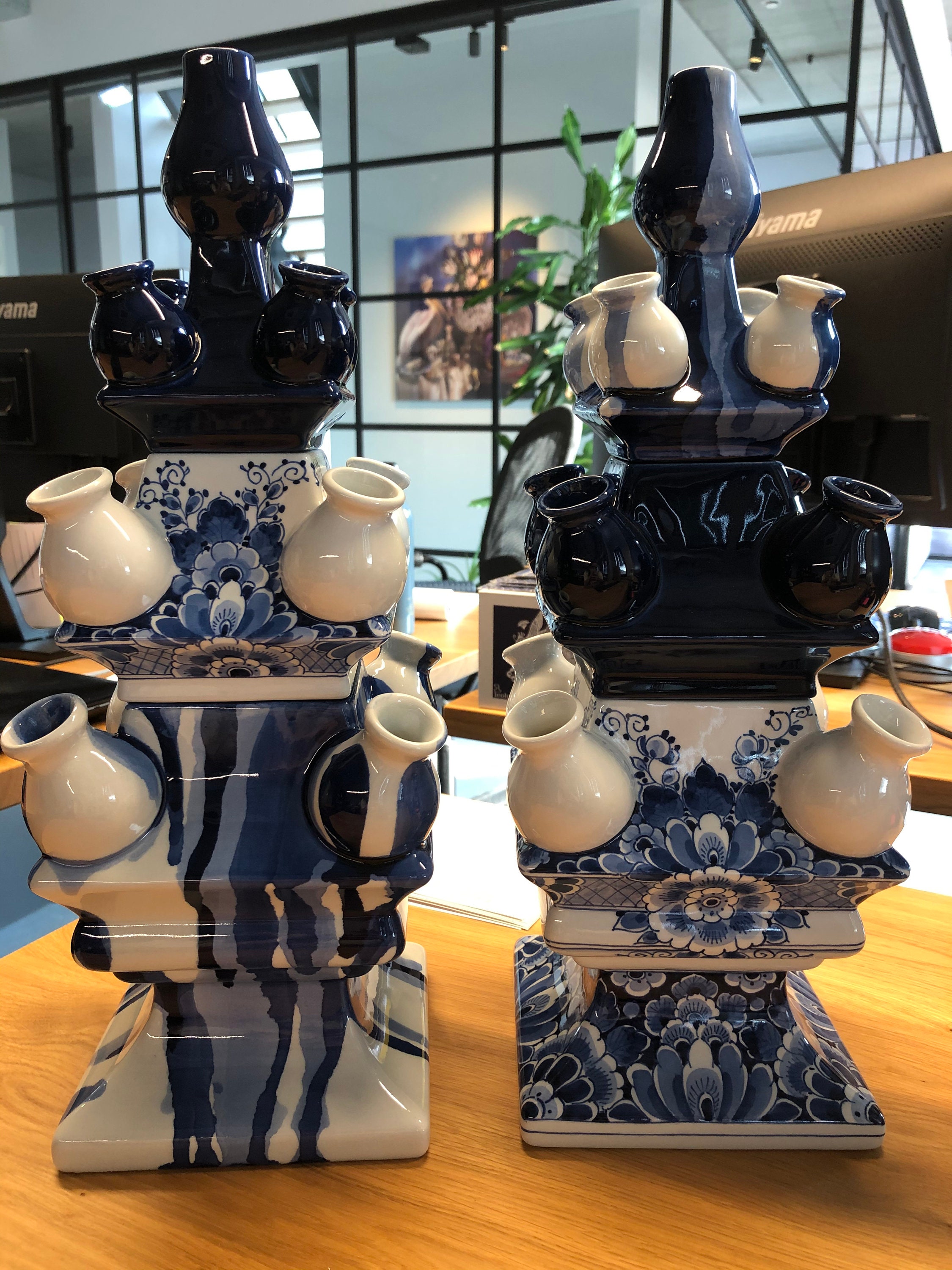 Tulipiere Delft Blue Tulip Vase Three Tier Pyramid Style Etsy