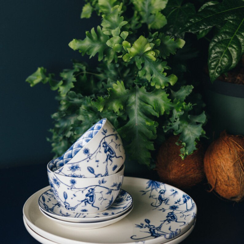Set of 2 Delft Blue Dinner Plate Porcelain Decorated With Etsy
