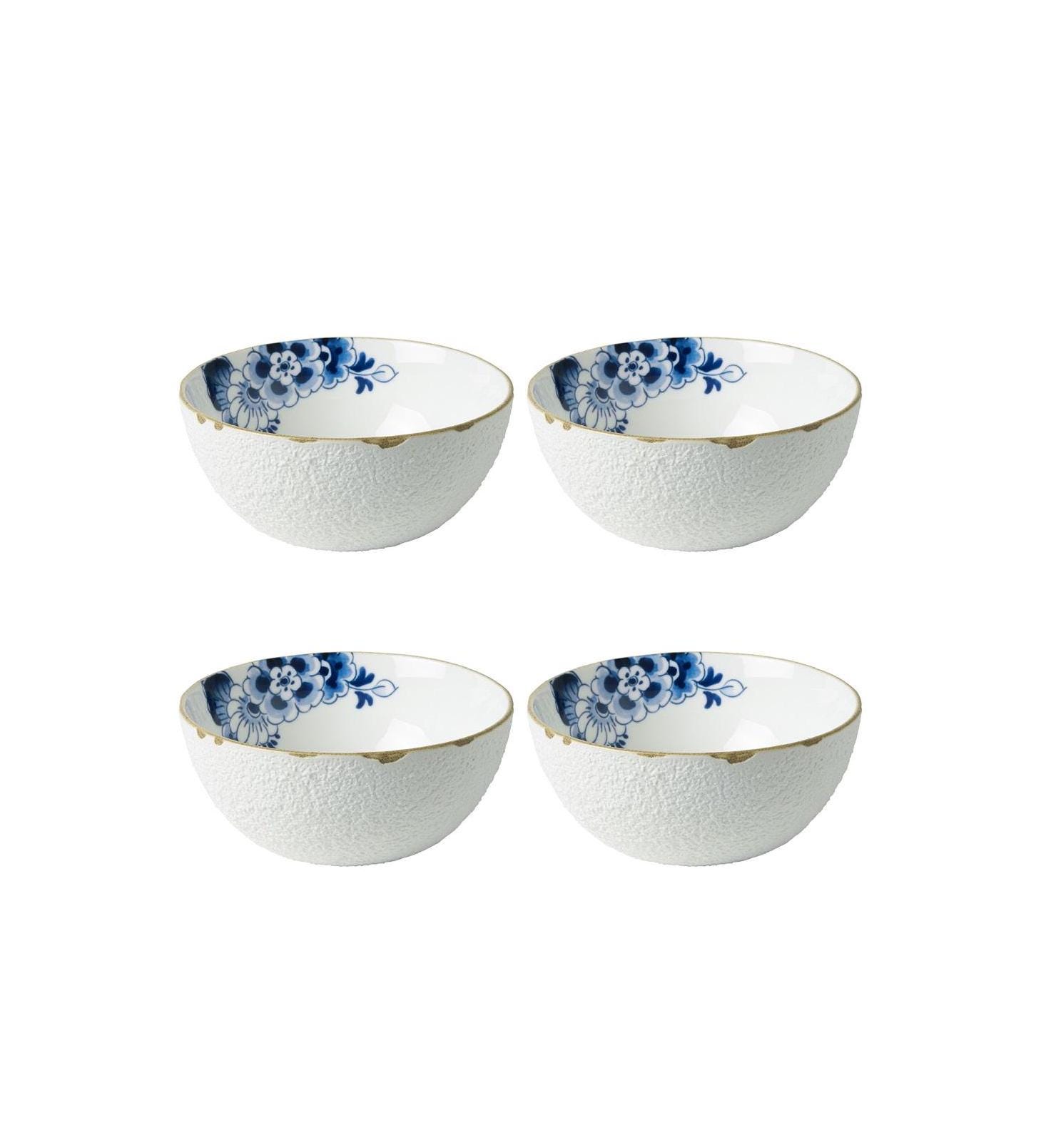 Bowl 600 ml / 4 Pcs, Blue Blossom, Delft blue porcelain and floral design