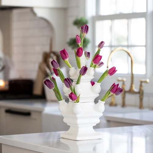 Tulip Vase - 3-tier - White - Ceramic - 40 cm