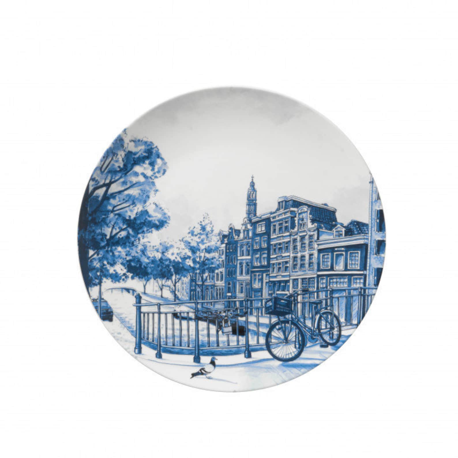 Delft Blue Plate Amsterdam and Bicycle Porcelain Wall Etsy