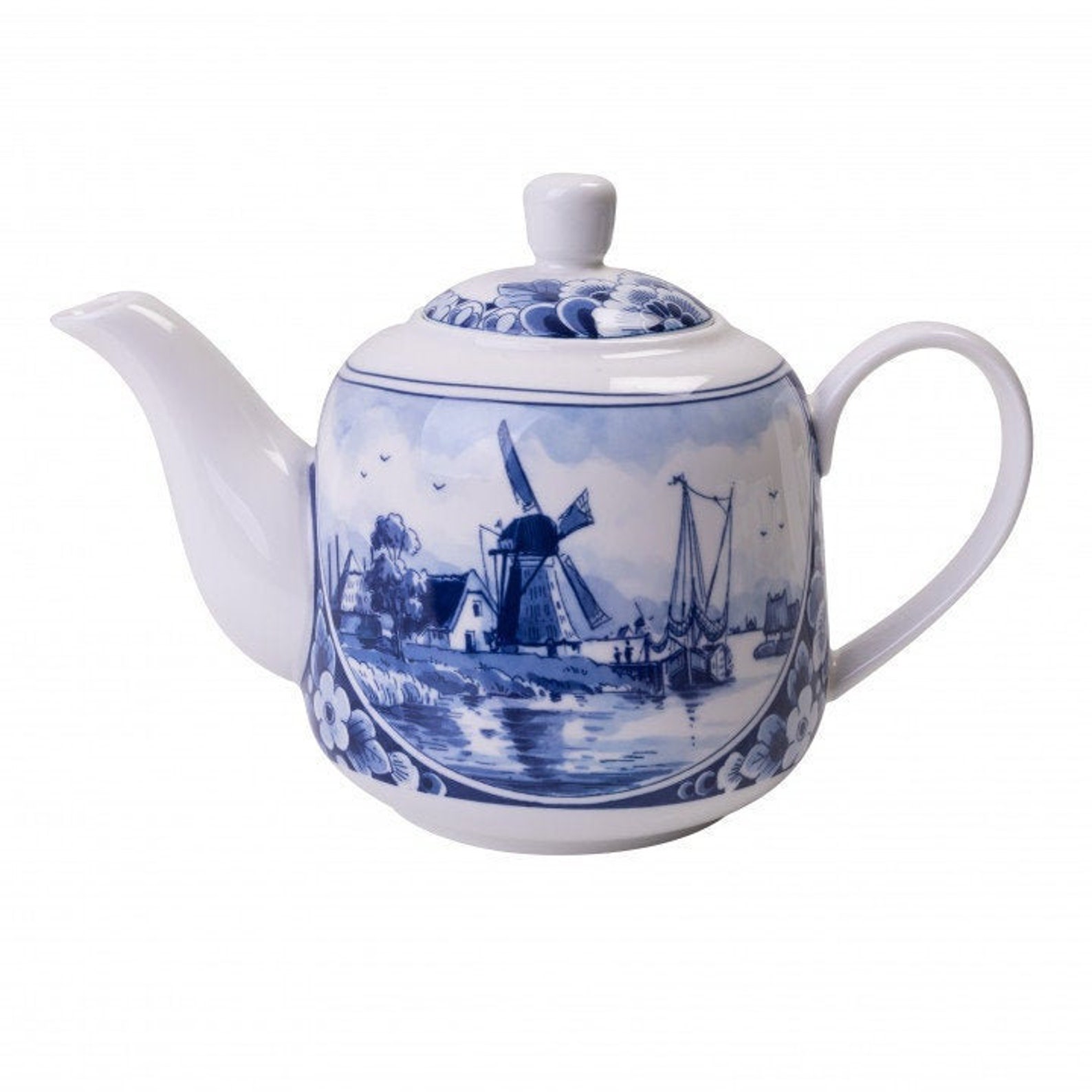 Delft blue teapot or coffee pot with Dutch landscape and Etsy