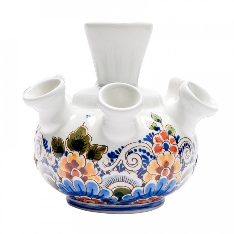 Tulip Vase Delft Polychrome Porcelain Tulipiere With Several Etsy
